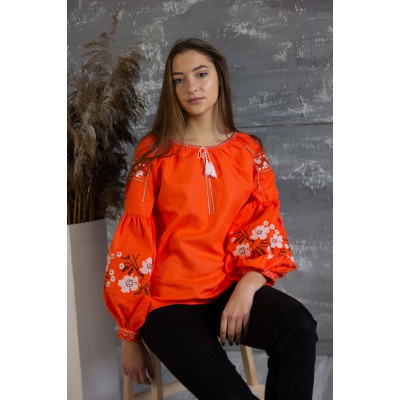 Embroidered blouse "Orange Marvel"